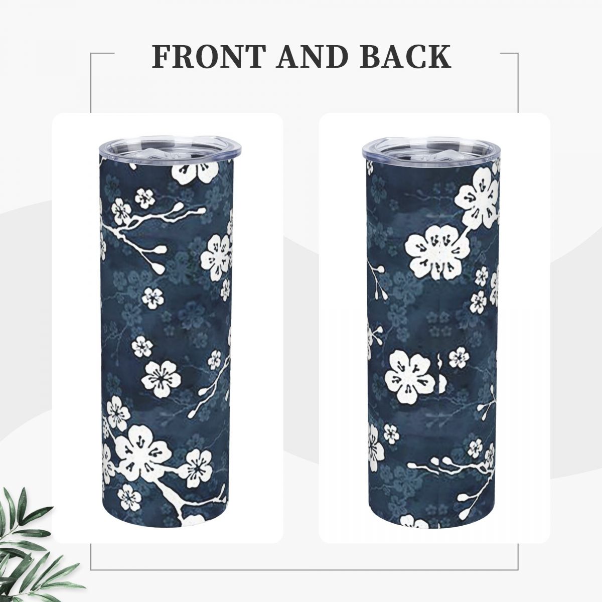 Navy And White Cherry Blossom  - Tumbler 20Oz White 评论和价格